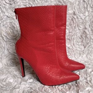 red stiletto ankle boots